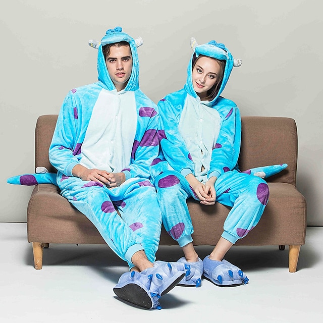 Toys & Hobbies Cosplay & Costumes | Adults Kigurumi Pajamas Mike and Sully Onesie Pajamas Adults Couples Monster Housecoat Costu