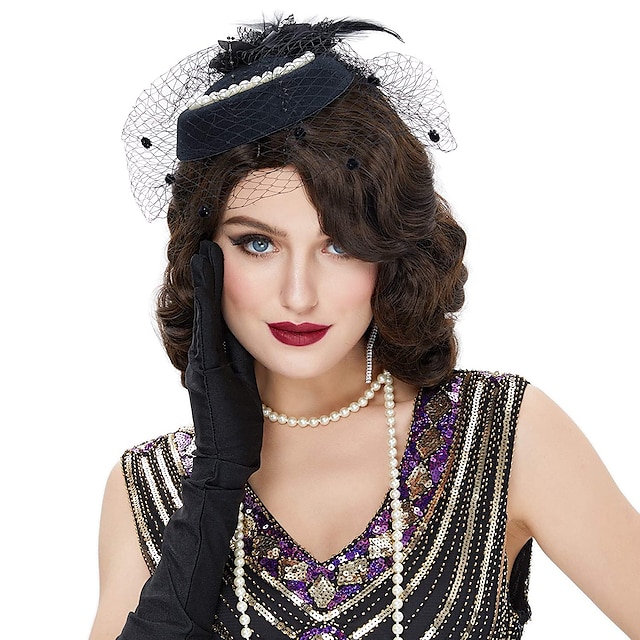 1920's Blonde Curly Wig Centre Parting Short Flapper Fancy Dress Adult One Size 
