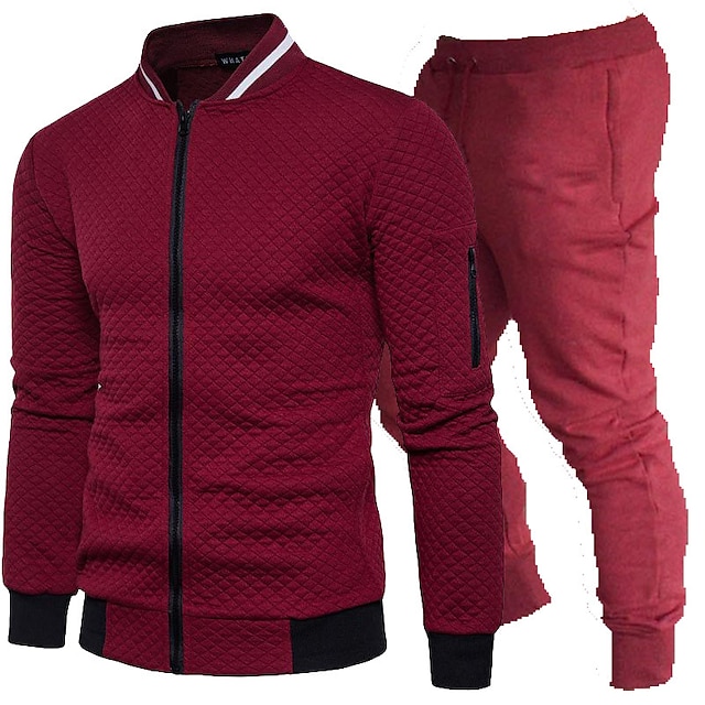 Sports & Outdoors Running, Jogging & Walking | Mens 2 Piece Tracksuit Sweatsuit Casual Athleisure 2pcs Winter Long Sleeve Therma