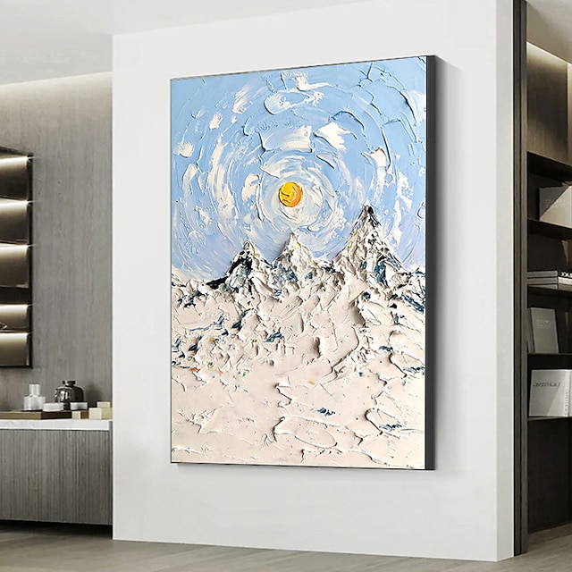 Home & Garden Wall Art | Handmade Oil Painting Canvas Wall Art Decoration Abstract LandscapePainting Snow Mountain for Home Deco