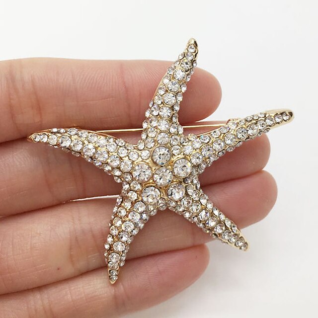 Shoes & Bags Fashion Accessories | Womens Brooches Classic Starfish Stylish Artistic Brooch Jewelry Purple Black Silver For Wedd