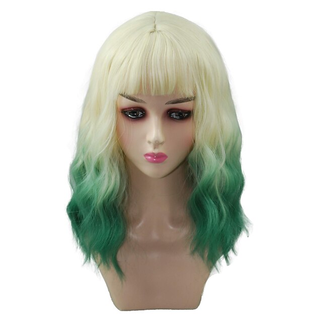 Beauty & Hair Wigs & Hair Pieces | Womens Blonde and Green Wavy Wig with Air Bangs - ZV22635