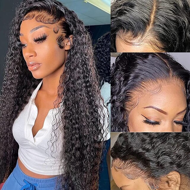 

13x4 Human Hair Lace Front Wigs Deep Wave Lace Frontal Wigs for Black Women Brazilian Deep Curly Lace Wigs Pre Plucked Bleached Knots Wet and Wavy Lace Front Wigs with Baby Hair 150% Density 18 Inch - 28 Inch