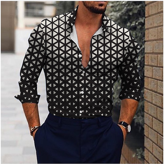 X-Future Mens Plaid Print Long Sleeve Casual Turn Down Collar Business Button Down Blouse Shirt