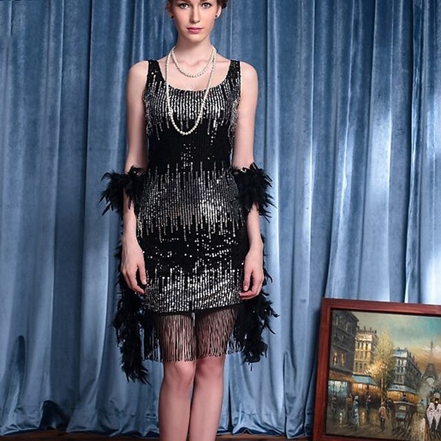 20s 1920s Flapper Dress Great Gatsby Charleston Party Sequin Fringe Performance