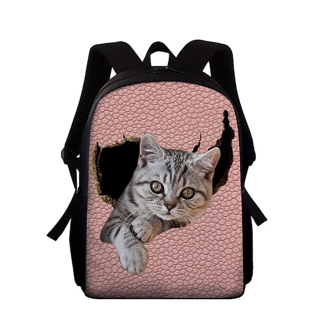  3D Cat Clawing Through Faux Leather Look Backpack – Realistic Animal Design School Bag for Teen Boys and Girls