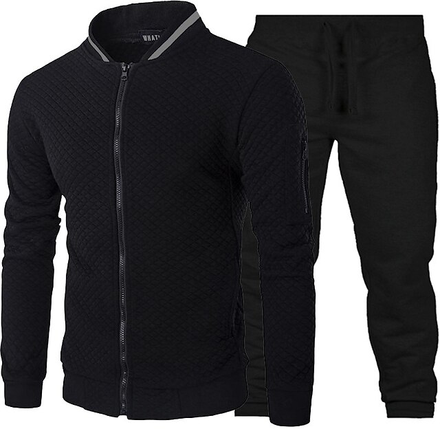 Sports & Outdoors Running, Jogging & Walking | Mens 2 Piece Tracksuit Sweatsuit Casual Athleisure 2pcs Winter Long Sleeve Therma