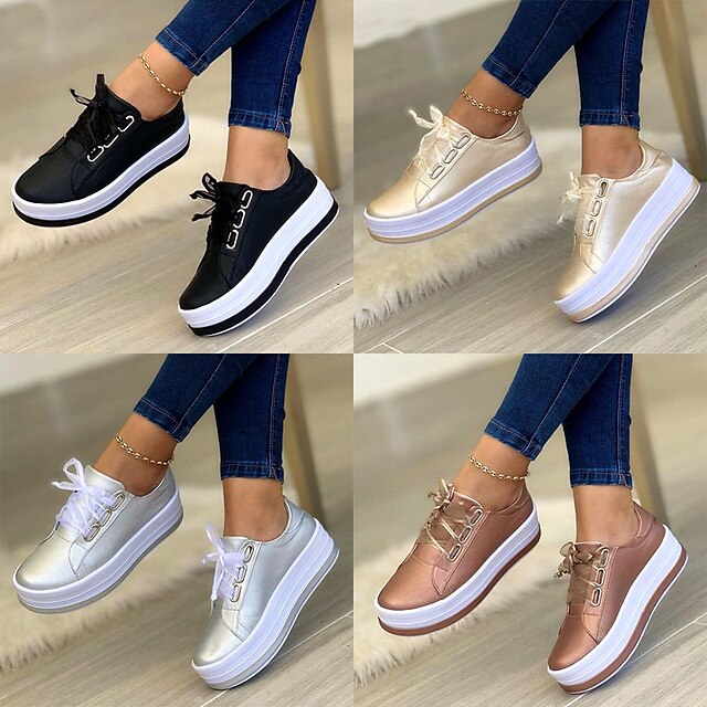 Women's Sneakers White Shoes Plus Size Platform Sneakers Daily Summer ...