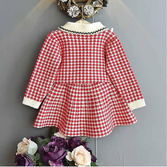 Baby & Kids Girls Clothing | Kids Girls Shirt & Skirt Skirt Set Clothing Set 2 Pieces Long Sleeve Red Plaid Print Cotton Indoor 