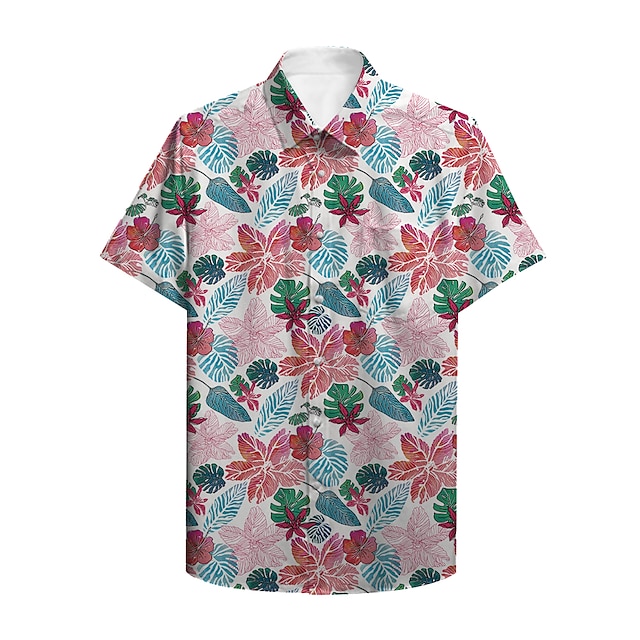  herenoverhemd met korte mouwen hawaiiaans shirt zomer mode casual bloemdessin plus size