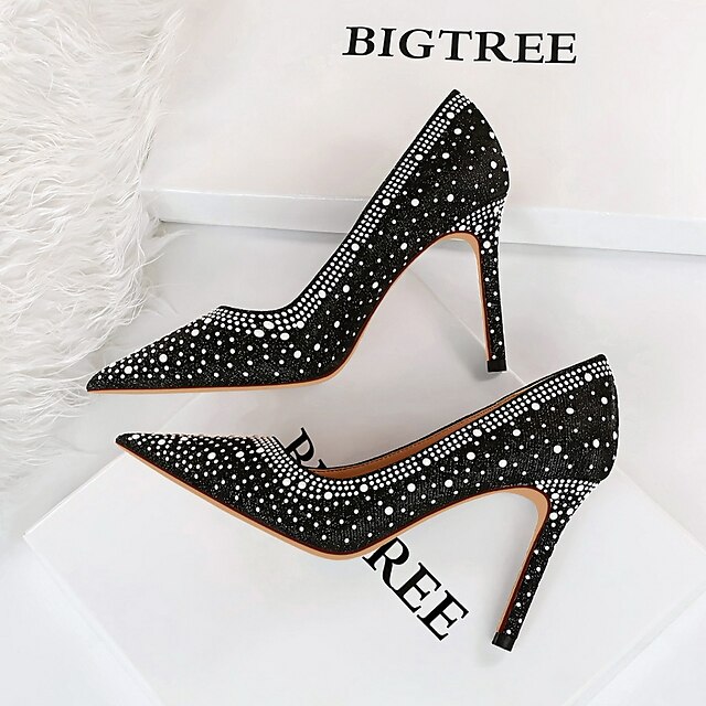 Shoes & Bags Womens Shoes | Womens Heels Sexy Shoes Sequin Stiletto Heel Pointed Toe Sexy Club Elastic Fabric Loafer Fall Spring