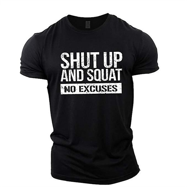 Mens Clothing Mens Tees & Tank Tops | gymtier mens bodybuilding t-shirt - shut up and squat - short sleeve gym training top gree