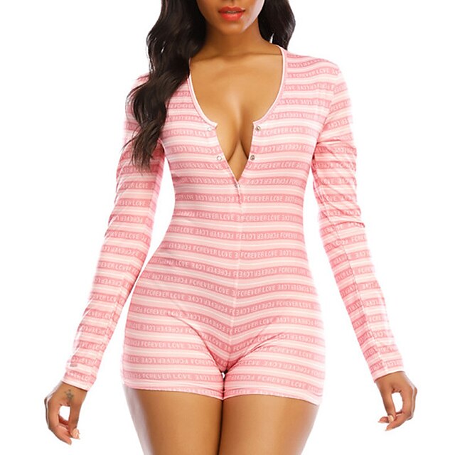 

Women's Romper Print Polka Dot V Neck Active Street Sport Regular Fit Long Sleeve Pink Dusty Rose Red S M L Spring