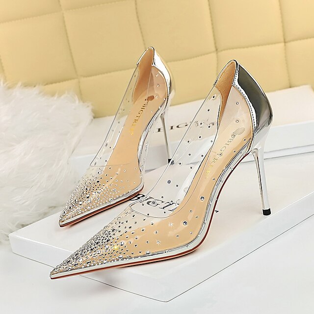 Shoes & Bags Womens Shoes | Womens Heels Sexy Shoes Stiletto Heel Pointed Toe Sexy Club PVC Loafer Fall Spring Solid Colored Dar