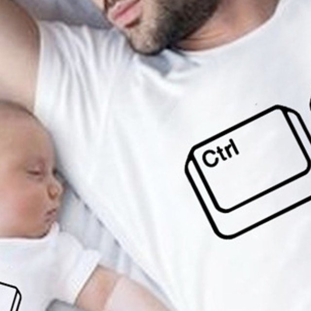 Baby & Kids Matching Outfits | Dad and Son T shirt Graphic Letter Daily Print White Short Sleeve Active Matching Outfits - OR953