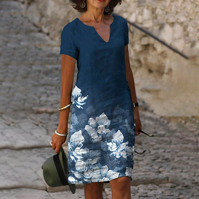 Women's Midi Dress Cocktail Dress V-Neck Sequin Gradient Black Elegant Knee-length Party Evening Short Sleeve Regular Fit 16