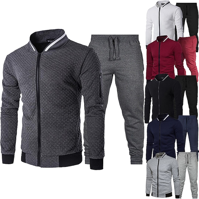 Sports & Outdoors Running, Jogging & Walking | Mens 2 Piece Tracksuit Sweatsuit Casual Athleisure 2pcs Winter Long Sleeve Therma