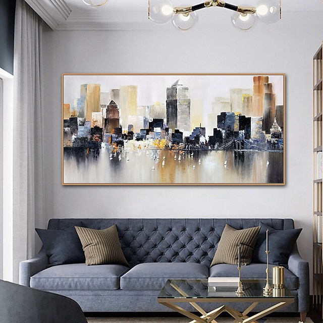 Home & Garden Wall Art | Mintura Handmade Oil Painting On Canvas Wall Art Decoration Modern Abstract City Landscape Picture For 