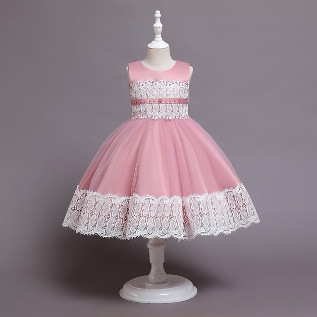 

Kids Little Girls' Dress Plain Tulle Dress Daily Beaded Pink Red Yellow Knee-length Sleeveless Elegant Cute Dresses Children's Day Spring Summer Slim 3-10 Years