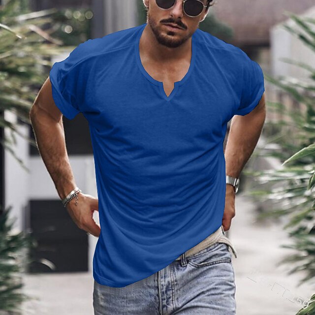 Men's Running Shirt V Neck Solid 