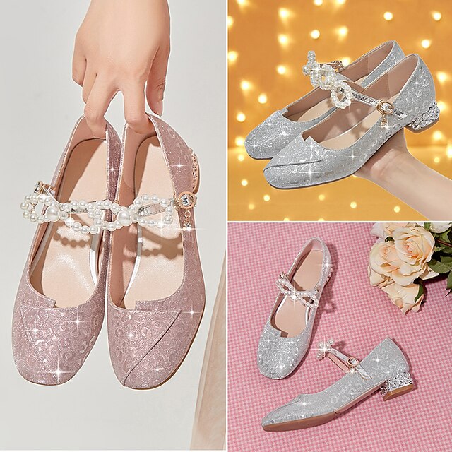 Shoes & Bags Kids Shoes | Girls Flats Princess Shoes School Shoes PU Big Kids(7years +) Daily Buckle Pink Silver Gold Spring Sum