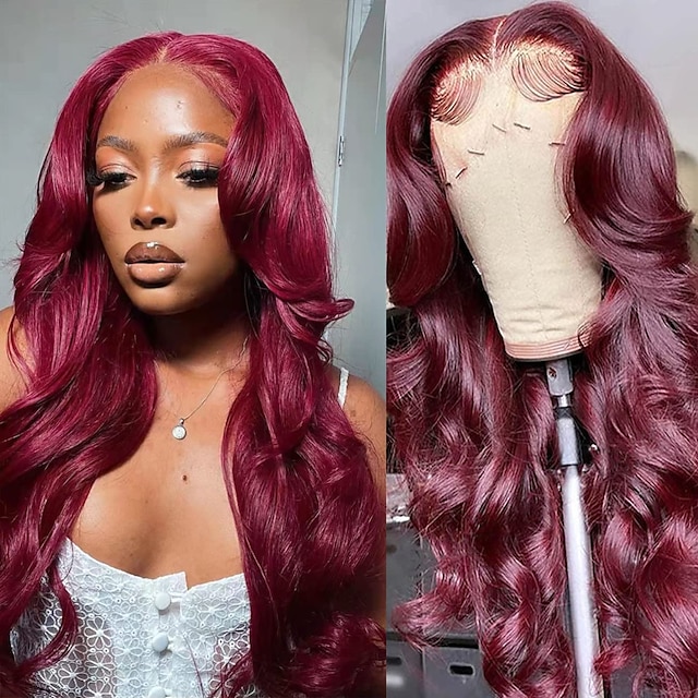 burgundy lace front wig