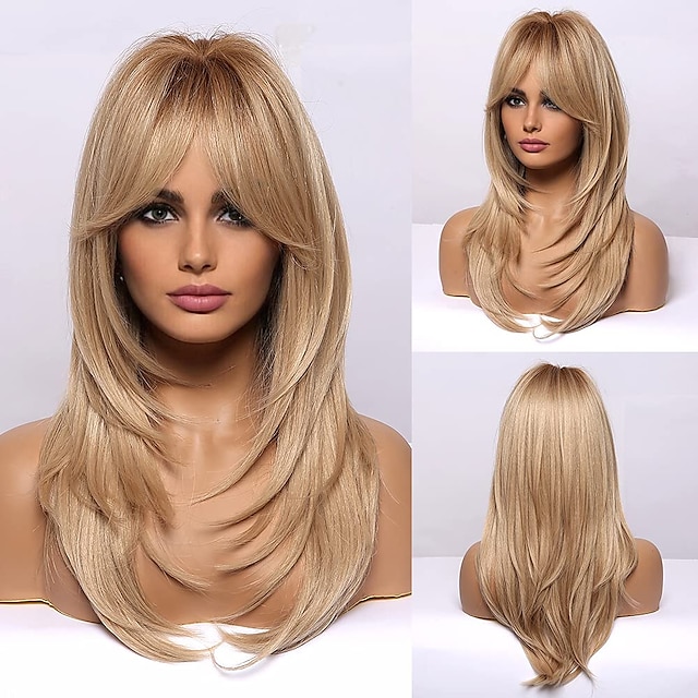  peruci blonde haircube pentru femei, perucă din păr sintetic stratificat pentru petrecerea zilnică peruci pentru petrecerea de Crăciun peruci barbiecore