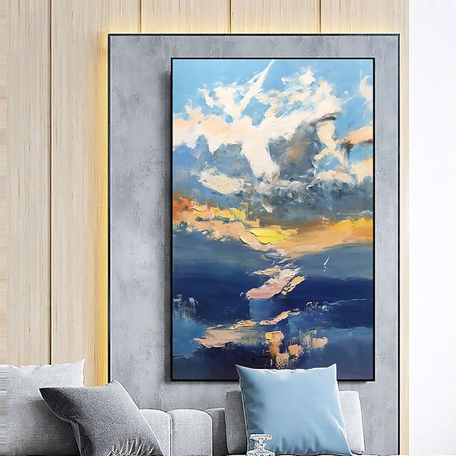 Home & Garden Wall Art | Oil Painting Handmade Hand Painted Wall Art Modern Sky and Sea Abstract Landscape Home Decoration Decor