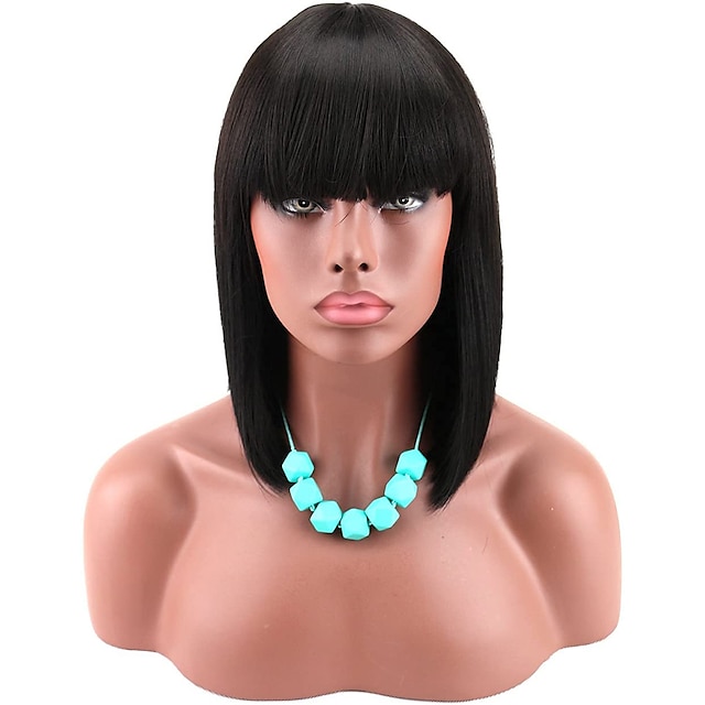 Beauty & Hair Wigs & Hair Pieces | Synthetic Wig Straight With Bangs Machine Made Wig Short A1 A2 A3 A4 A5 Synthetic Hair Womens