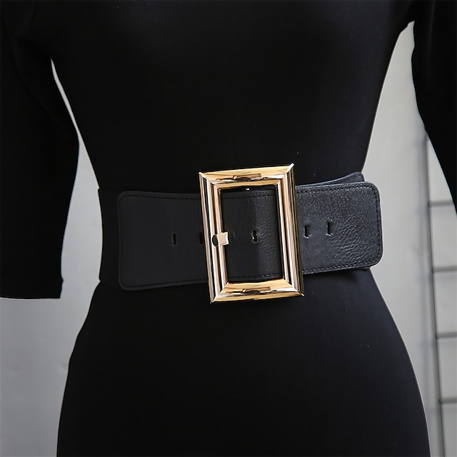 Women's Belt PU Black Gold Wide Belt Dailywear Business Daily Date Pure ...
