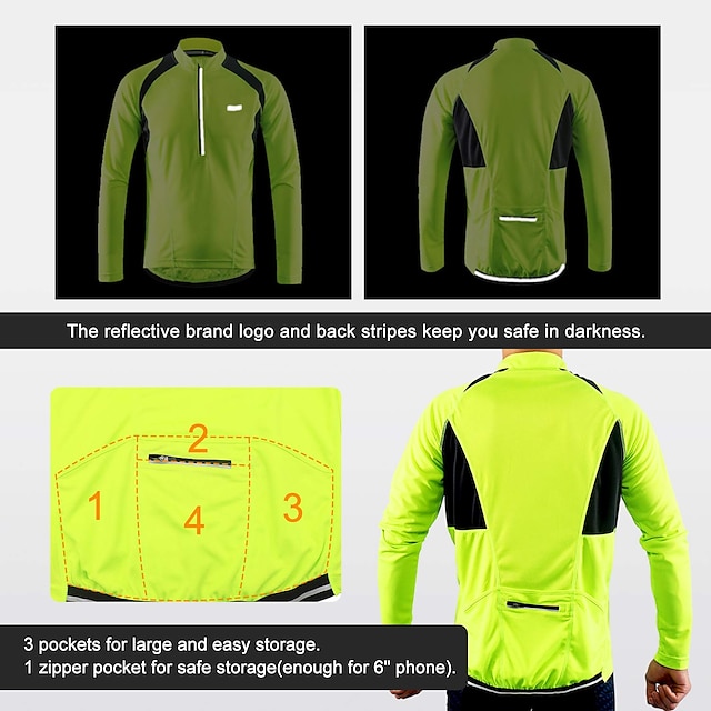 Arsuxeo Men's Long Sleeve Cycling Jersey Downhill Jersey 4 pockets