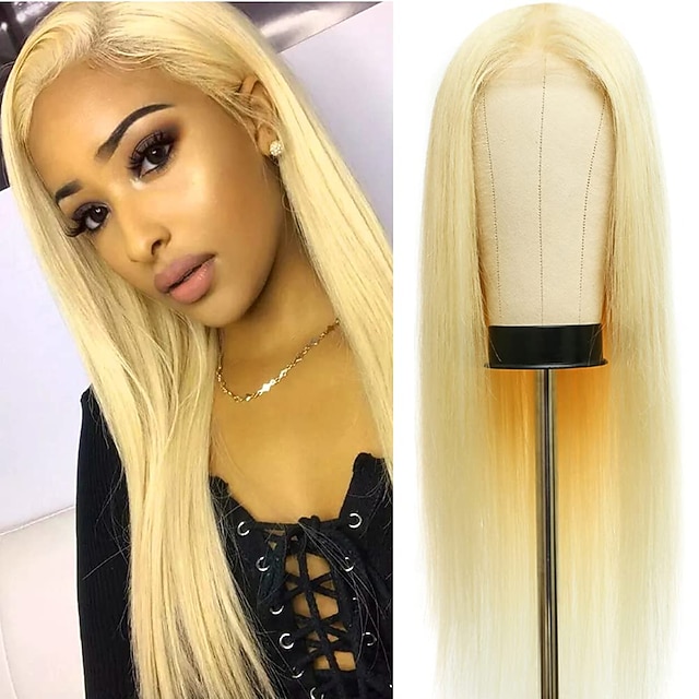

613 Blonde Lace Front Wig Human Hair 13x4 Blonde Human Hair Wigs 150% Density 613 Frontal Wig Pre Plucked with Baby Hair Brazilian Virgin Straight Human Hair Wigs for Women