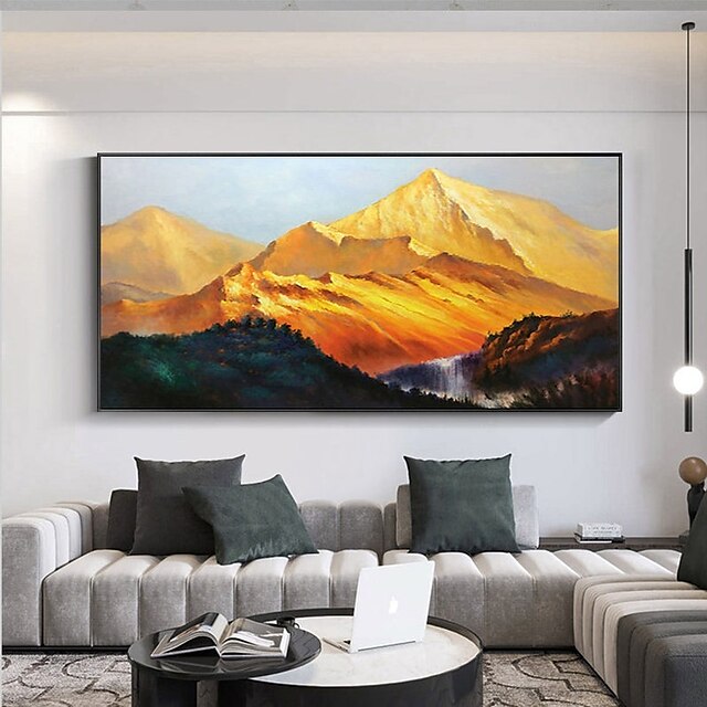 Home & Garden Wall Art | Handmade Oil Painting Canvas Wall Art Decoration Abstract LandscapePainting The Golden Mountain for Hom