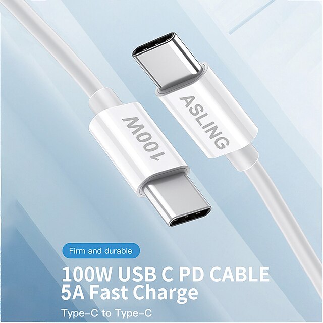  ASLING USB C Cable High Speed Data Transmission Charging cable 5 A 2.0m(6.5Ft) 1.0m(3Ft) TPE For Macbook iPad Samsung Apple Phone Accessory