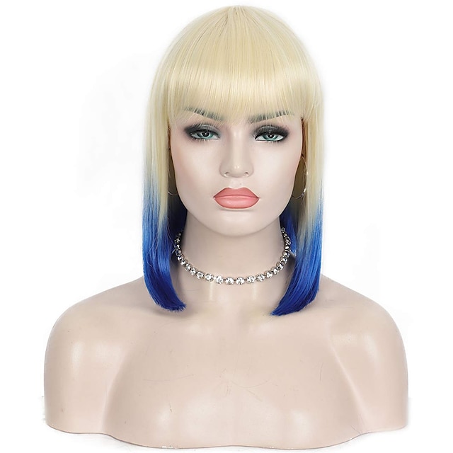 Beauty & Hair Wigs & Hair Pieces | Synthetic Wig Straight With Bangs Machine Made Wig Short A1 A2 A3 A4 A5 Synthetic Hair Womens