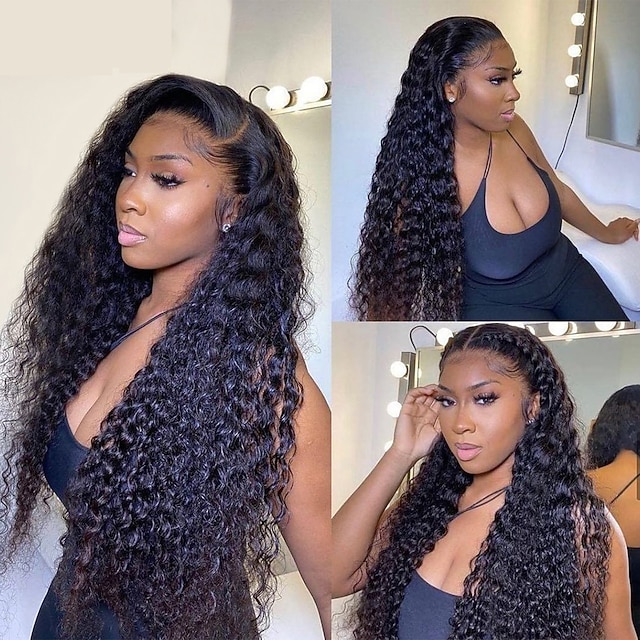 

150% 180% 13x4 Lace Curly Lace Front Human Hair Wigs For Women HD Transparent 134 Lace Frontal Wigs Water Wave Wigs 30 Inch Closure Wigs
