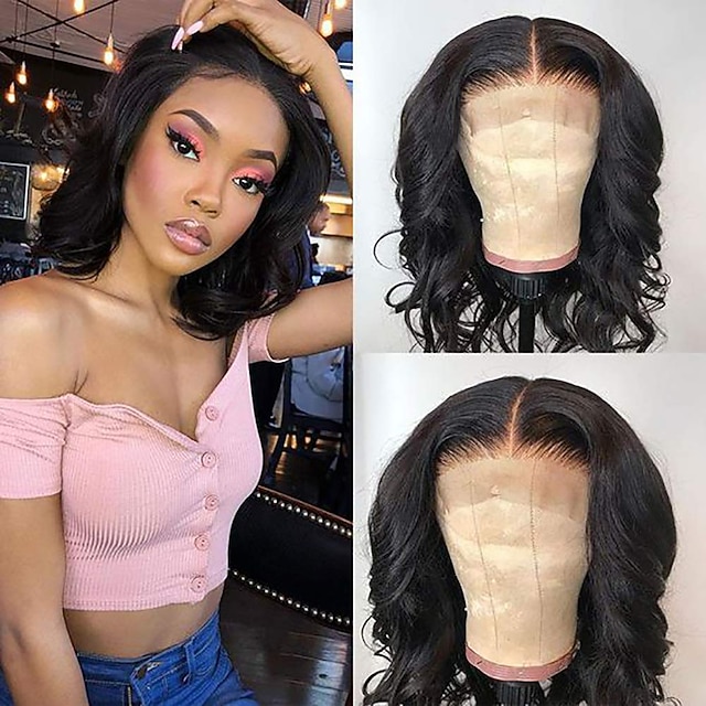 

13x4 Human Hair Lace Front Wigs Short Bob Wigs 150% Density Body Wave Human Hair Wigs For Black Women Lace Front Bob Wigs Pre Plucked Hairline 8 Inch