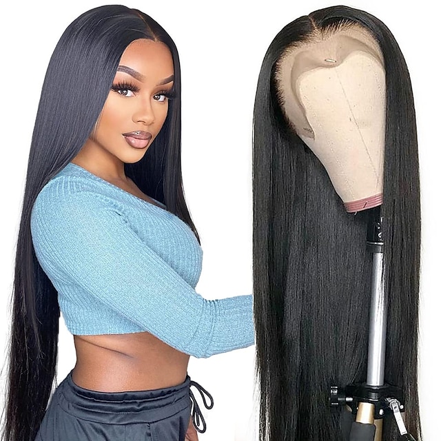 

150% 13x4 Lace Front Wigs Human Hair Straight Human Hair Wigs for Black Women Glueless Lace Frontal Wigs Brazilian Virgin Human Hair Pre Plucked Bleached Knots Straight Hair