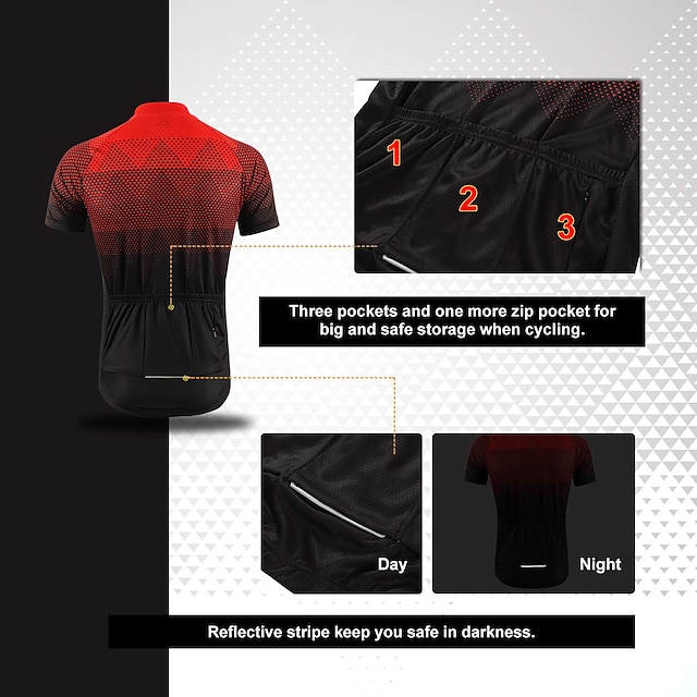 BERGRISAR Men's Short Sleeve Cycling Jersey with 3 Rear Pockets Summer