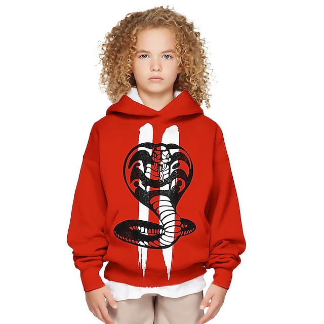 Baby & Kids Boys Clothing | Kids Unisex Hoodie Long Sleeve Red 3D Print Animal Daily Indoor Active Daily 3-12 Years - VU75110