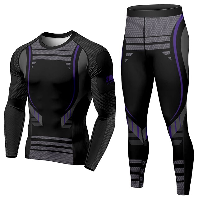 Sports & Outdoors Running, Jogging & Walking | 21Grams® Mens 2 Piece Activewear Set Compression Suit Athletic Athleisure 2pcs Wi