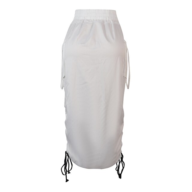 Womens Clothing Womens Bottoms | Womens Fashion Skirts Vacation Casual / Daily Solid Colored Drawstring White Black S M L - KE45