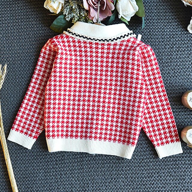 Baby & Kids Girls Clothing | Kids Girls Shirt & Skirt Skirt Set Clothing Set 2 Pieces Long Sleeve Red Plaid Print Cotton Indoor 