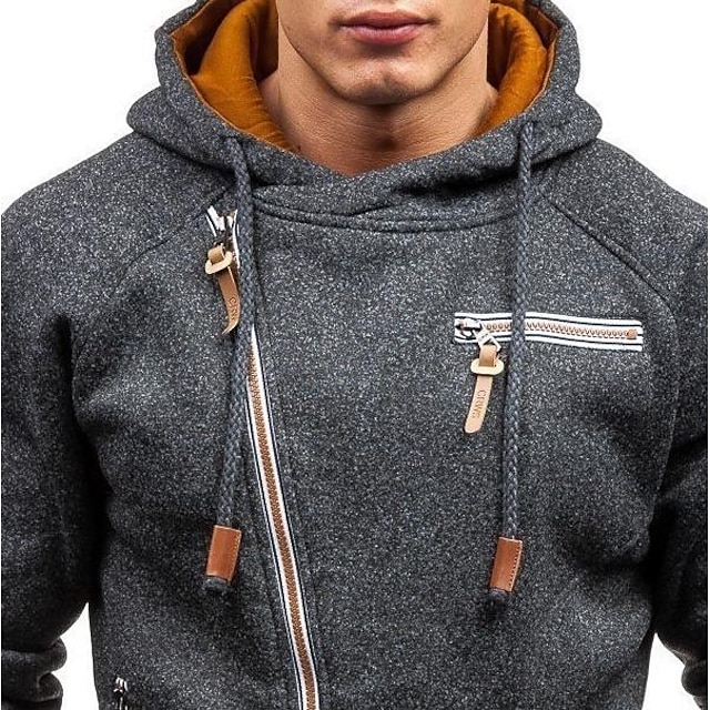 Mens Clothing Mens Hoodies & Sweatshirts | mens fashion zipper decoration hoodies drawstring long sleeve casual sweatshirts - FM