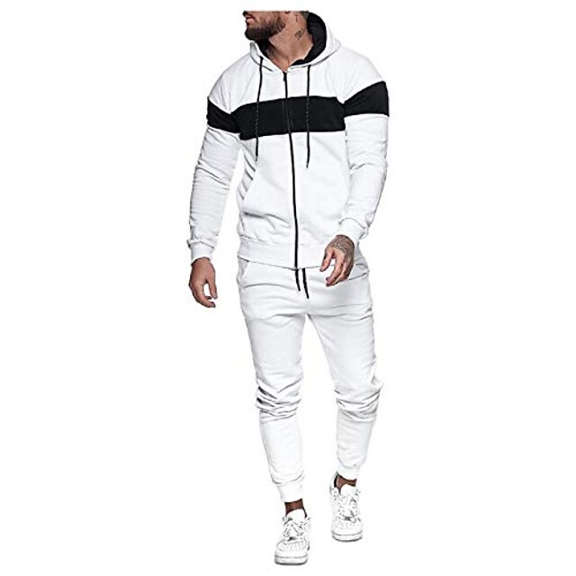 tute da ginnastica set di tute da uomo a blocchi di colore, 2 pezzi felpe  con cappuccio giacche pantaloni della tuta da jogging abbigliamento  sportivo con tasche del 8974471 2022 a $50.79