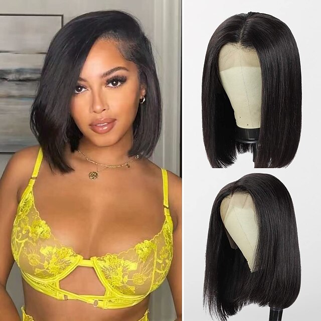 

Short Straight Bob Lace Front Wigs Human Hair Brazilian 13x4 Lace front Human Hair Wigs for Black Women 150% Density Virgin Hair Wigs Pre Plucked with Baby Hair Natural