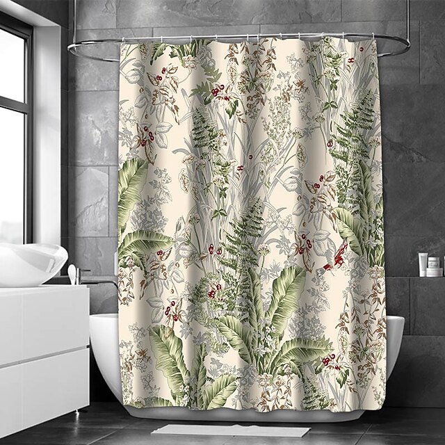 Ducha cortina de baño impermeable poliéster cortina baños con Ganchos 180x200cm 