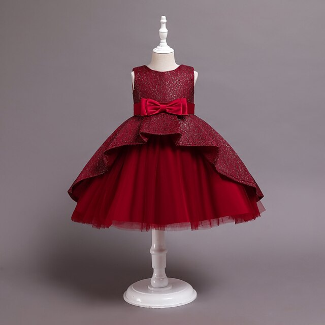 

Kids Little Girls' Dress Plain Skater Dress Party Daily Bow Pink Wine Beige Knee-length Sleeveless Elegant Cute Dresses Children's Day Spring Summer Slim 3-10 Years