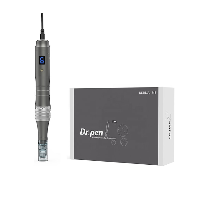  dr pen m8-c profesional con cable dermapen diseño de sello eléctrico microagujas rodillo facial para el cuidado de la piel de la cara