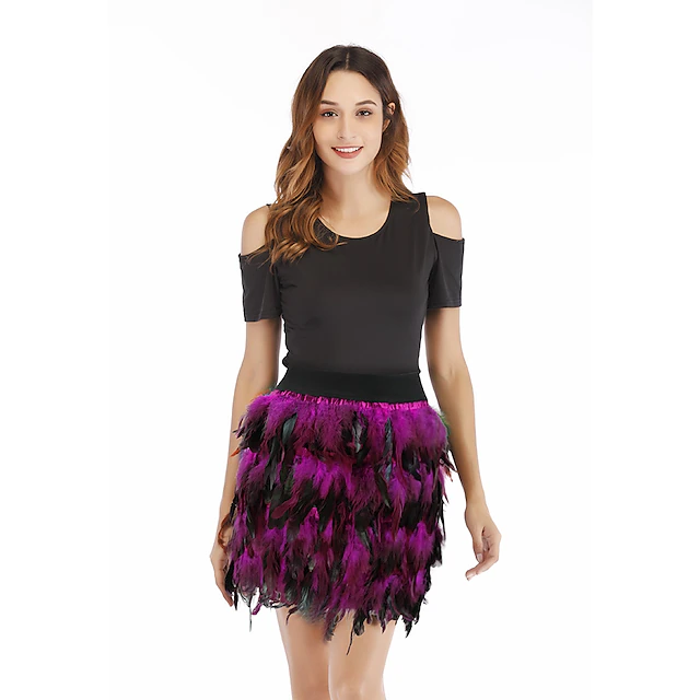 Women's Skirt Mini Skirts Color Block Solid Colored Carnival Party Fall & Winter Fashion Long Carnival Costumes Ladies Black Blue Purple Fuchsia 14